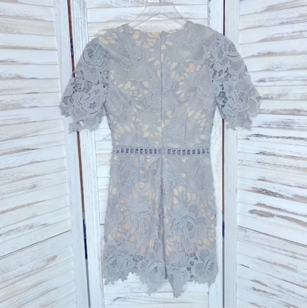 ASTR the Label Lace Romper Small Gray LNC - Picture 4 of 11
